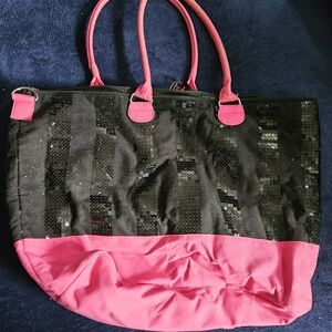 Stylish Black and Pink Sequin Tote Bag